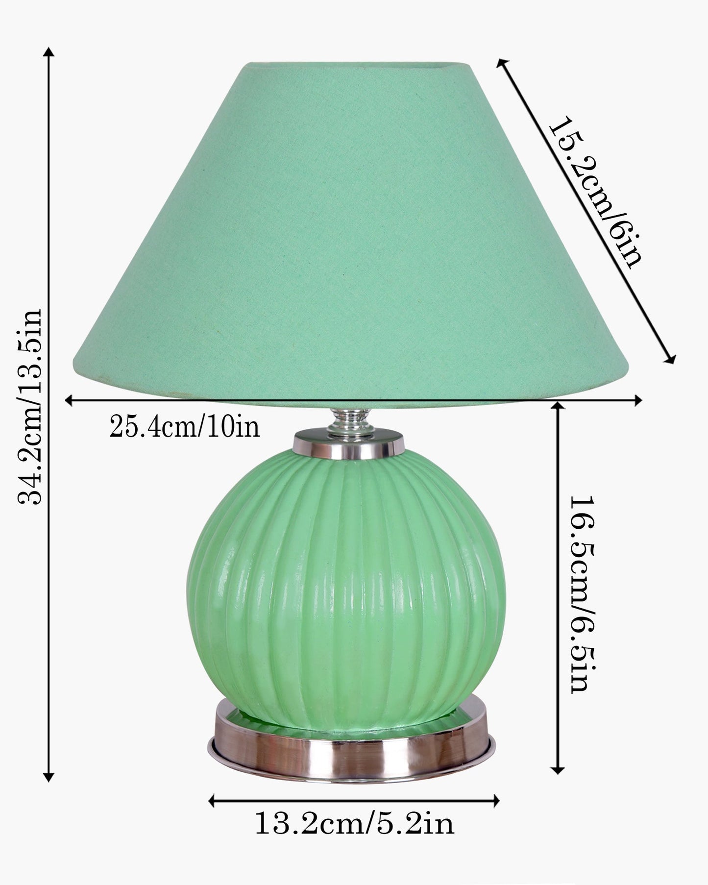 Ripple Glass Table Lamp with Fabric Shade, Bedside Nightstand Lamp for Cozy Bedroom, Living Room & Office