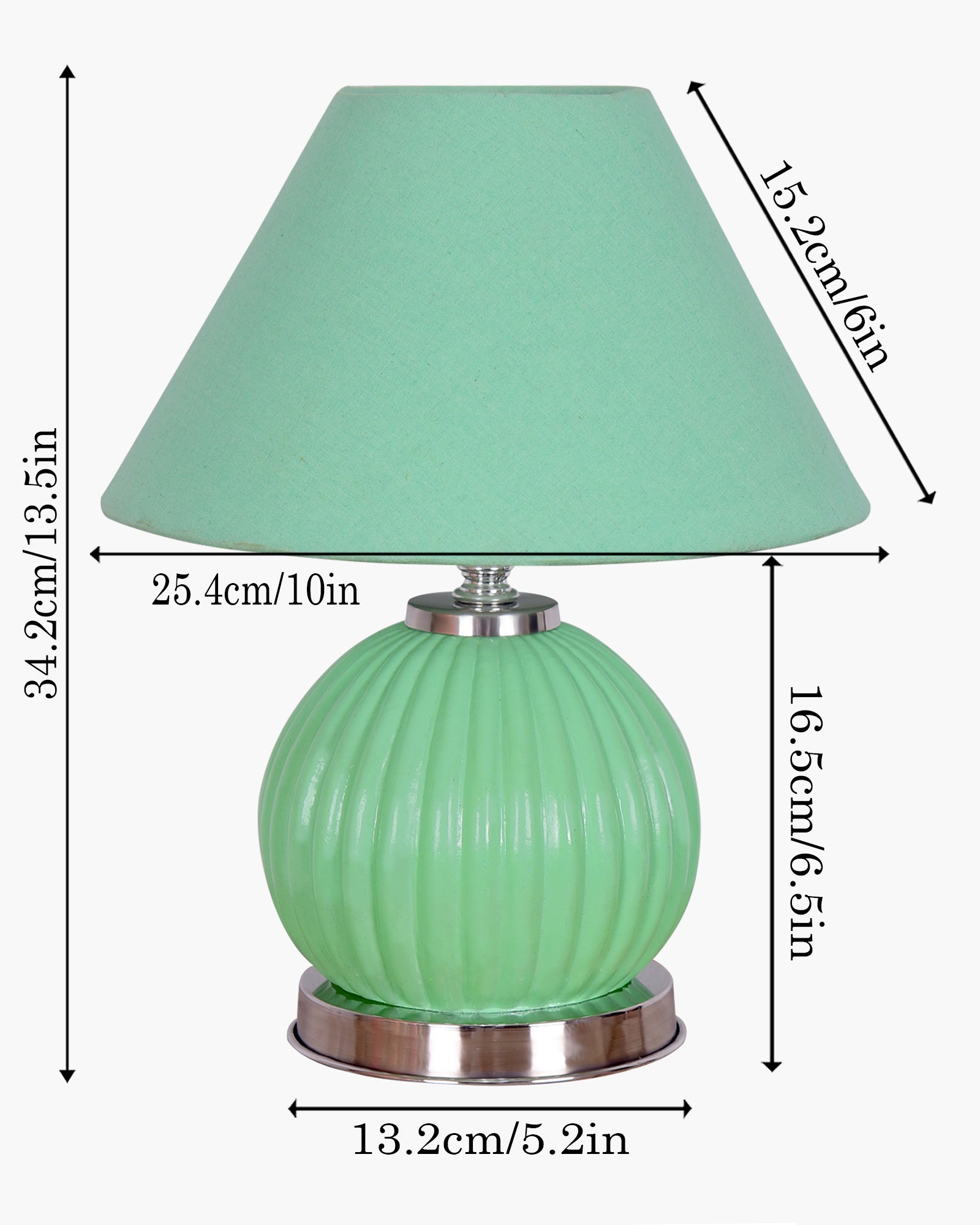Ripple Glass Table Lamp with Fabric Shade, Bedside Nightstand Lamp for Cozy Bedroom, Living Room & Office