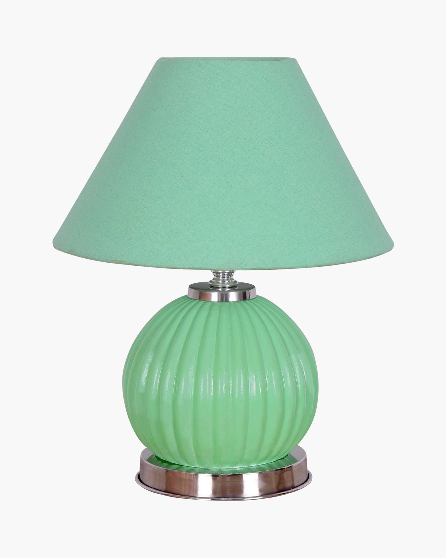Ripple Glass Table Lamp with Fabric Shade, Bedside Nightstand Lamp for Cozy Bedroom, Living Room & Office