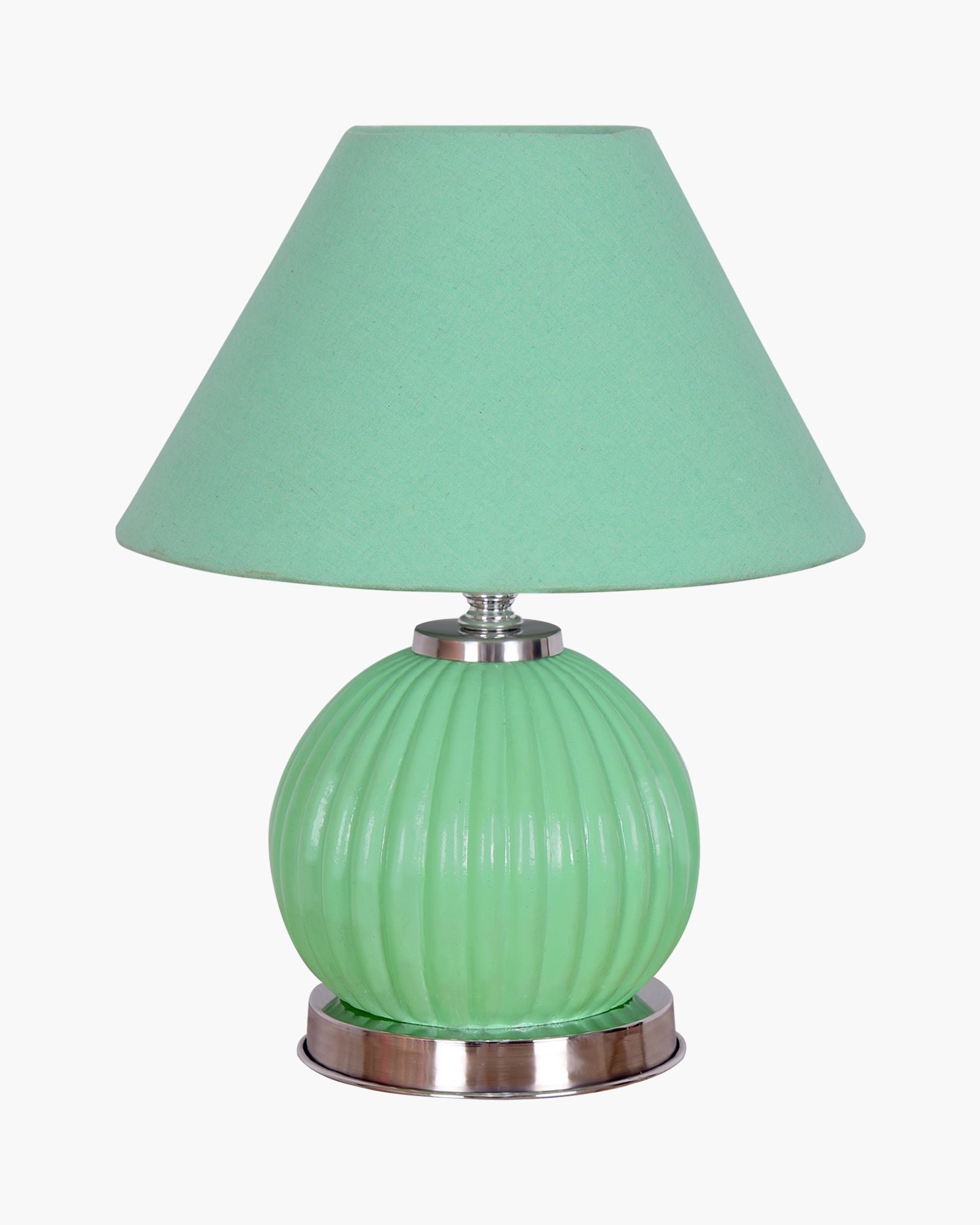Ripple Glass Table Lamp with Fabric Shade, Bedside Nightstand Lamp for Cozy Bedroom, Living Room & Office
