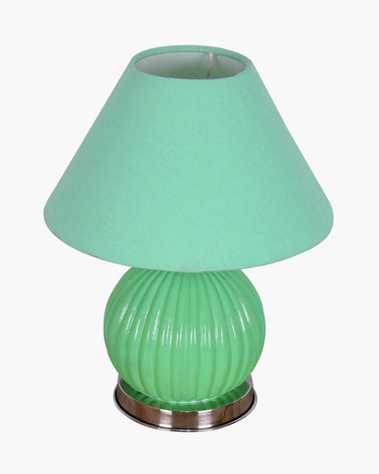Ripple Glass Table Lamp with Fabric Shade, Bedside Nightstand Lamp for Cozy Bedroom, Living Room & Office
