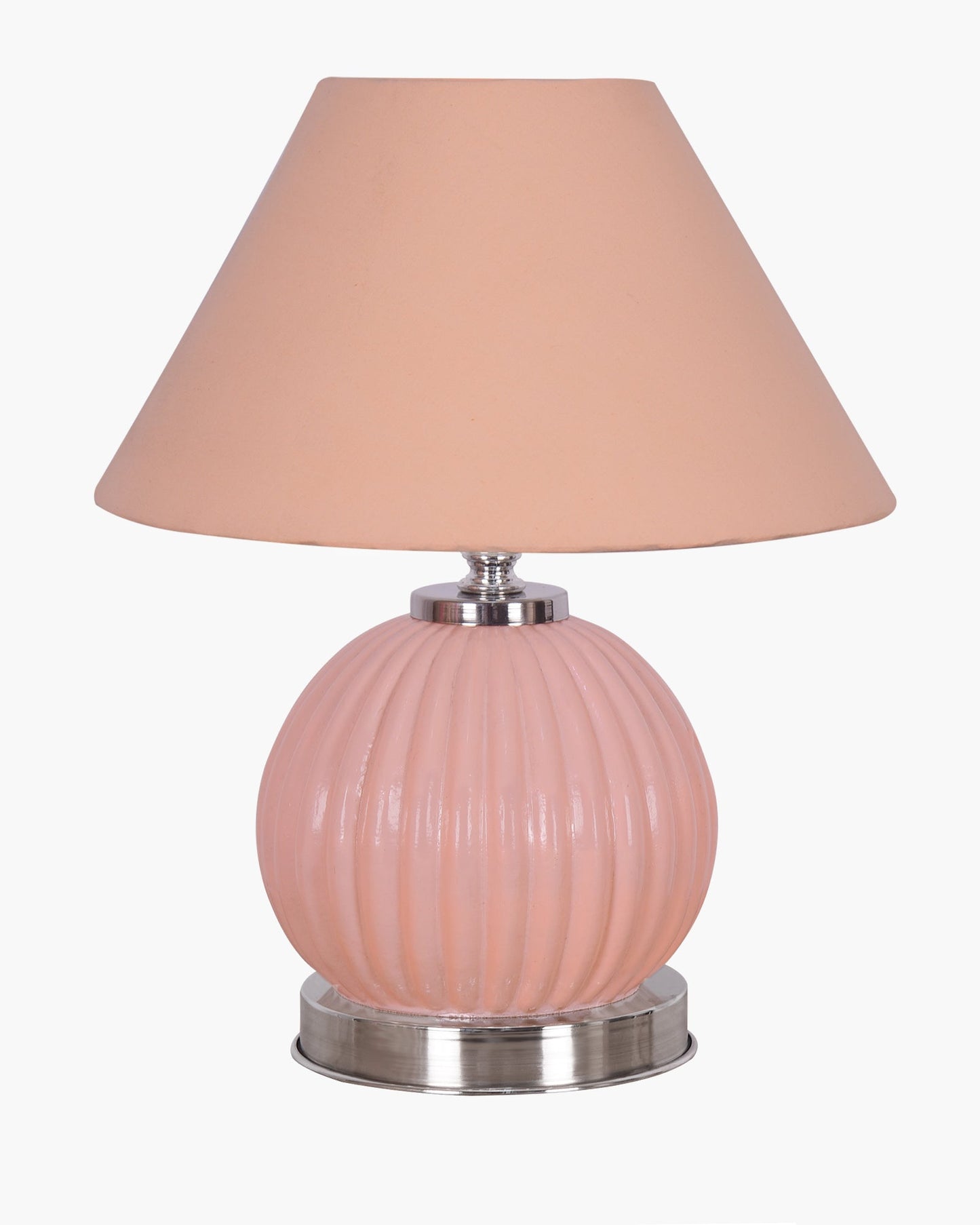 Ripple Glass Table Lamp with Fabric Shade, Bedside Nightstand Lamp for Cozy Bedroom, Living Room & Office
