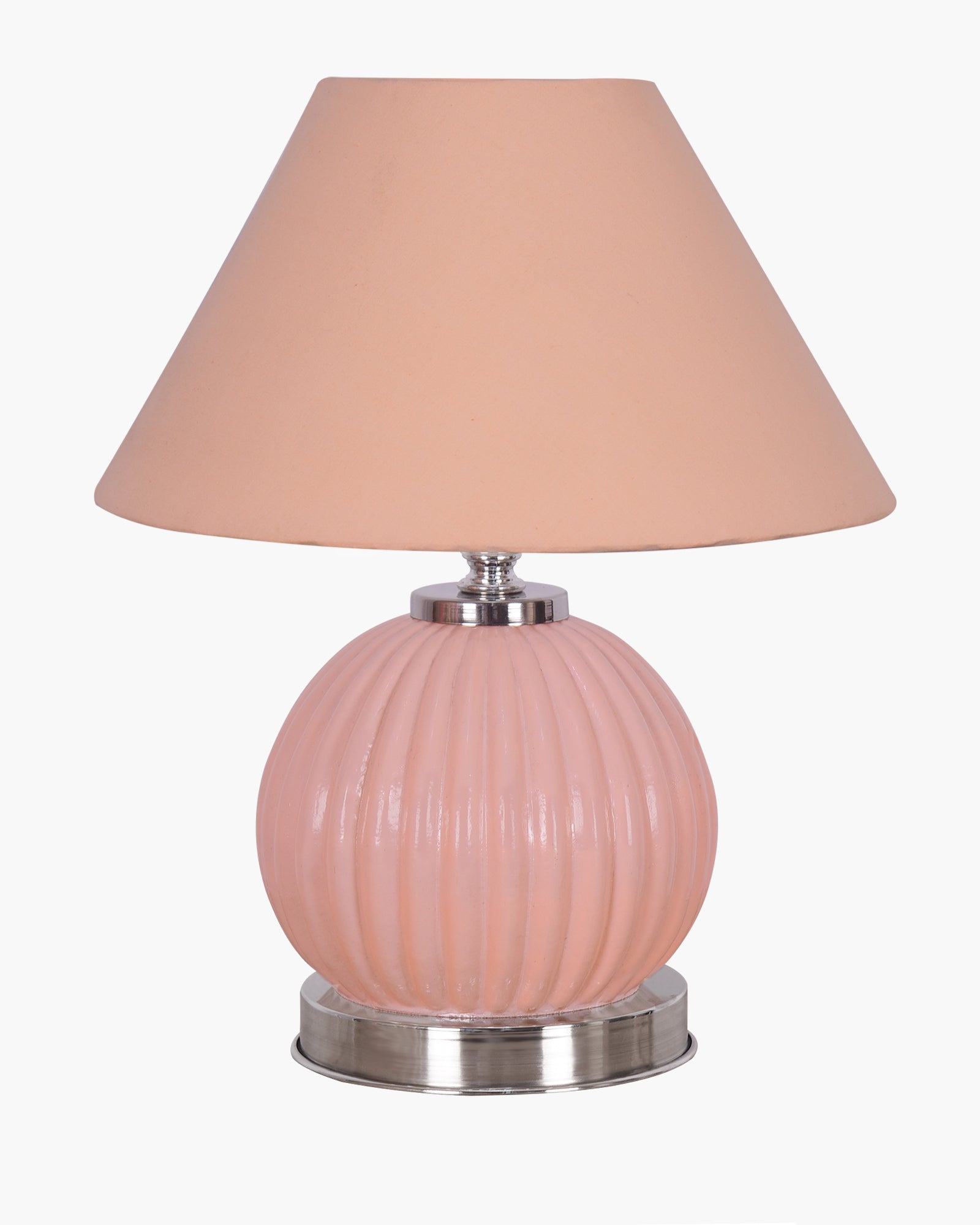 Ripple Glass Table Lamp with Fabric Shade, Bedside Nightstand Lamp for Cozy Bedroom, Living Room & Office