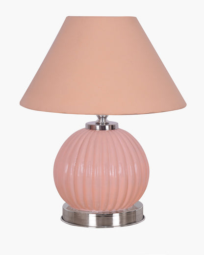 Ripple Glass Table Lamp with Fabric Shade, Bedside Nightstand Lamp for Cozy Bedroom, Living Room & Office