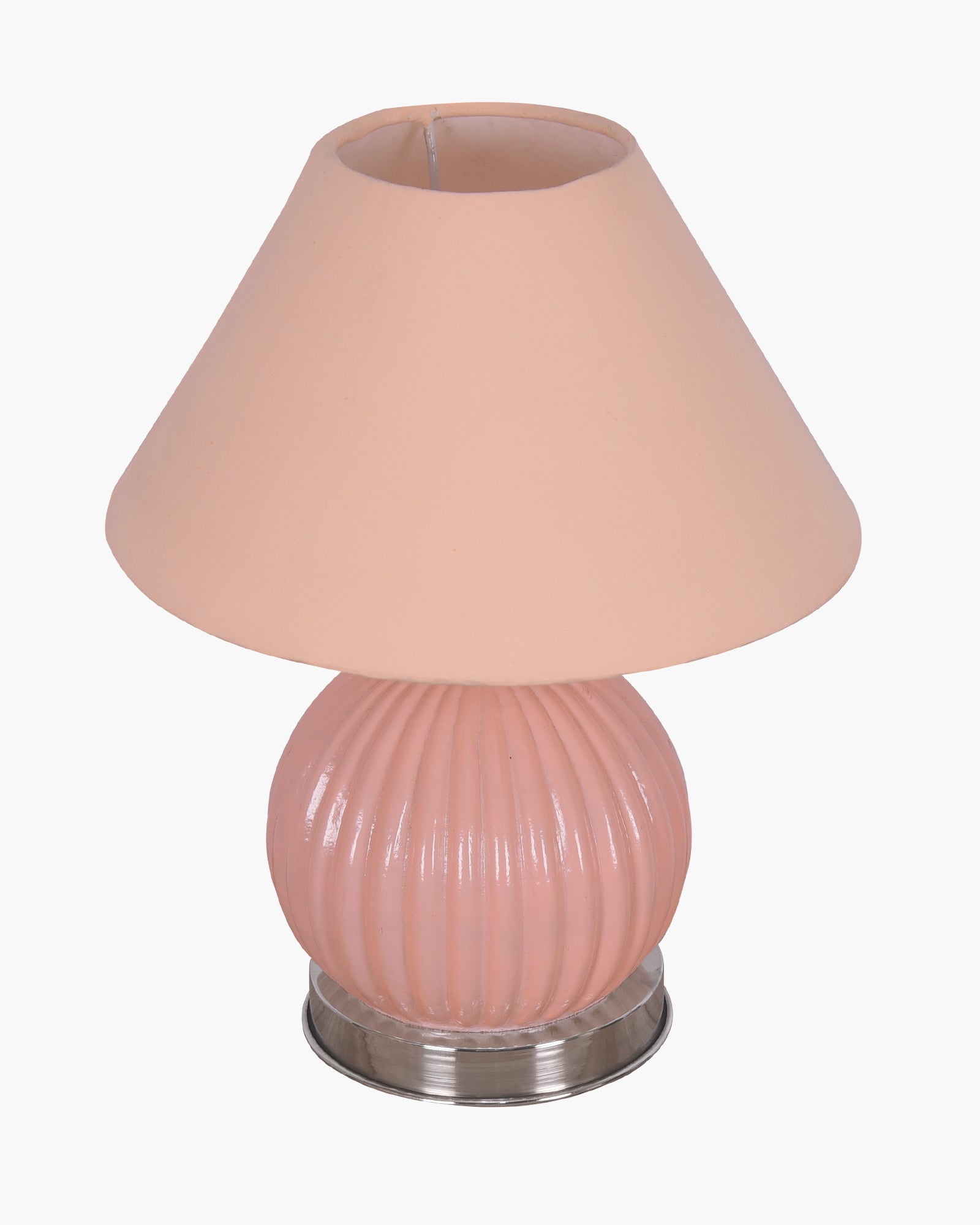 Ripple Glass Table Lamp with Fabric Shade, Bedside Nightstand Lamp for Cozy Bedroom, Living Room & Office