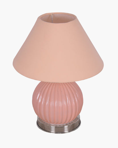 Ripple Glass Table Lamp with Fabric Shade, Bedside Nightstand Lamp for Cozy Bedroom, Living Room & Office