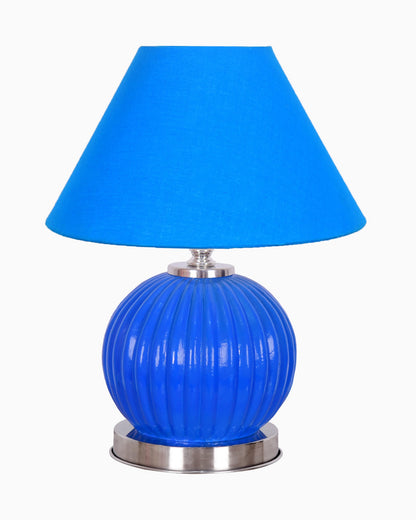 Ripple Glass Table Lamp with Fabric Shade, Bedside Nightstand Lamp for Cozy Bedroom, Living Room & Office