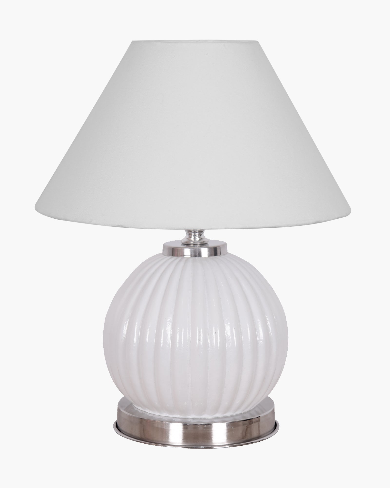 Ripple Glass Table Lamp with Fabric Shade, Bedside Nightstand Lamp for Cozy Bedroom, Living Room & Office