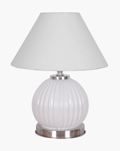 Ripple Glass Table Lamp with Fabric Shade, Bedside Nightstand Lamp for Cozy Bedroom, Living Room & Office