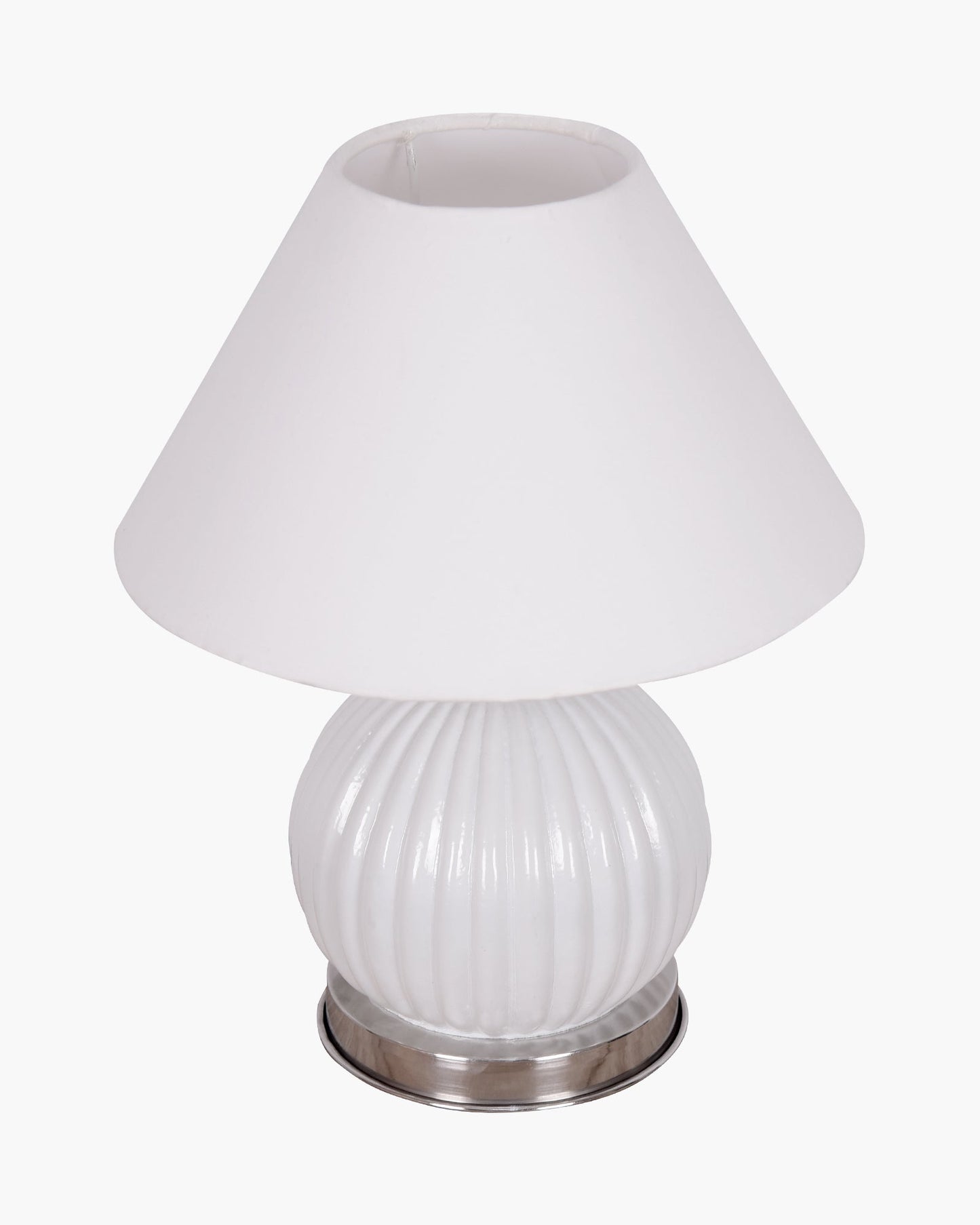 Ripple Glass Table Lamp with Fabric Shade, Bedside Nightstand Lamp for Cozy Bedroom, Living Room & Office