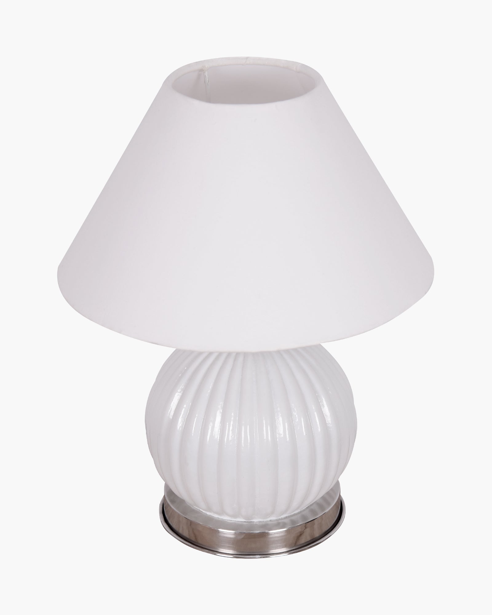 Ripple Glass Table Lamp with Fabric Shade, Bedside Nightstand Lamp for Cozy Bedroom, Living Room & Office