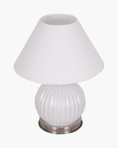 Ripple Glass Table Lamp with Fabric Shade, Bedside Nightstand Lamp for Cozy Bedroom, Living Room & Office