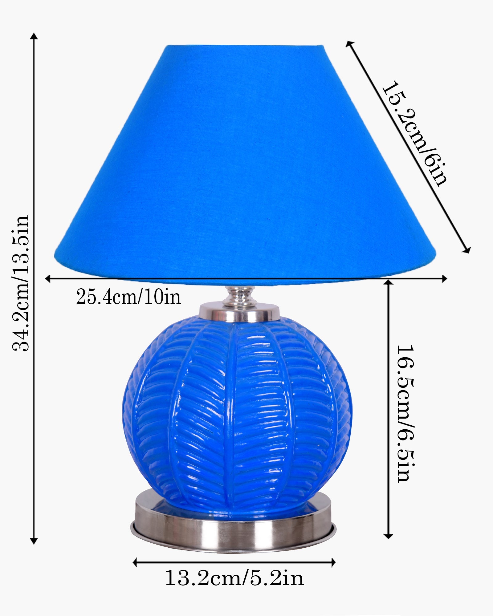 Homesake® Royal Leaf Glass Table Lamp with Fabric Shade, Bedside Nightstand Lamp for Cozy Bedroom, Living Room & Office, Ivory (Turquoise)