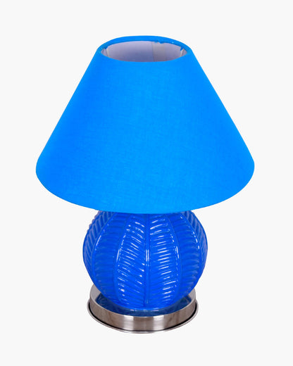Homesake® Royal Leaf Glass Table Lamp with Fabric Shade, Bedside Nightstand Lamp for Cozy Bedroom, Living Room & Office, Ivory (Turquoise)