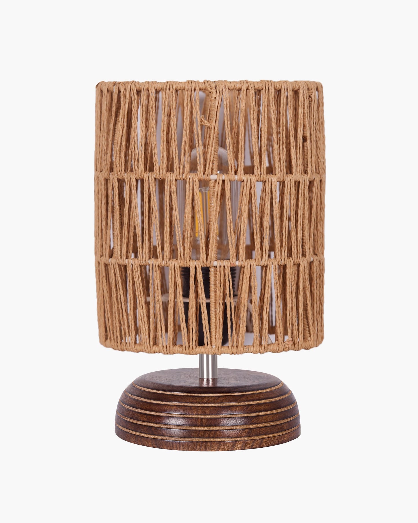 Homesake® Natural Weave Rope Table Lamp | Handcrafted Boho Bedside Light with Wooden Base | Warm Ambient Home Decor, Livra Collection, Lighting & Office Decor Light
