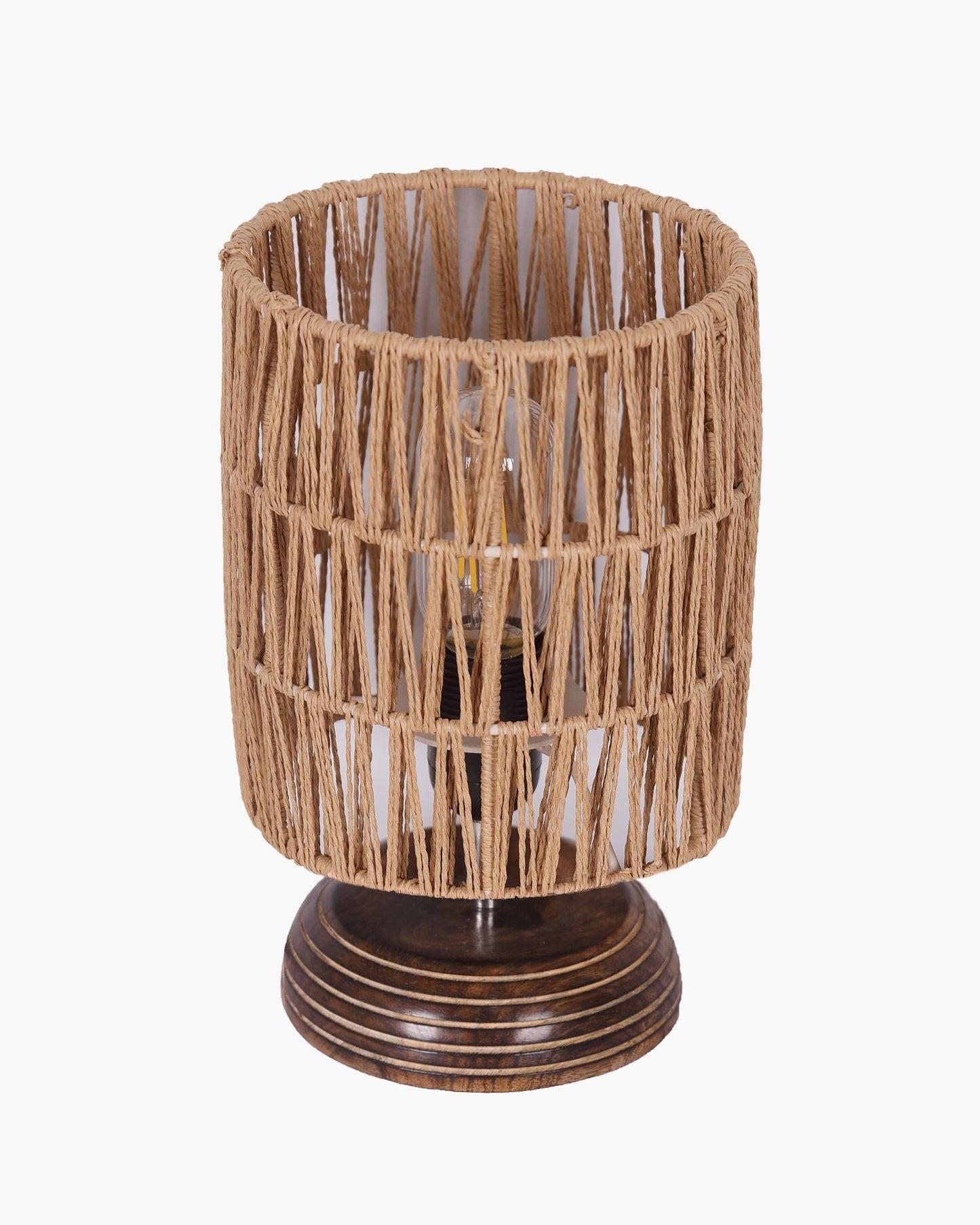 Homesake® Natural Weave Rope Table Lamp | Handcrafted Boho Bedside Light with Wooden Base | Warm Ambient Home Decor, Livra Collection, Lighting & Office Decor Light