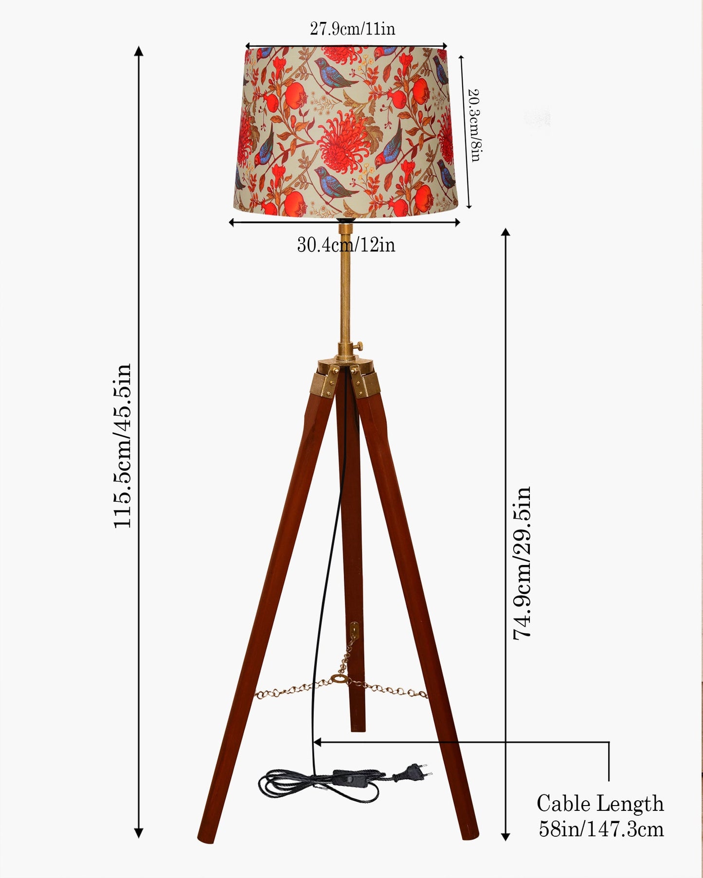 Homesake® Marinor Tripod Floor Lamp | Wooden Nautical Design with Fabric Shade | Living Room & Bedroom Home Decor Lighting