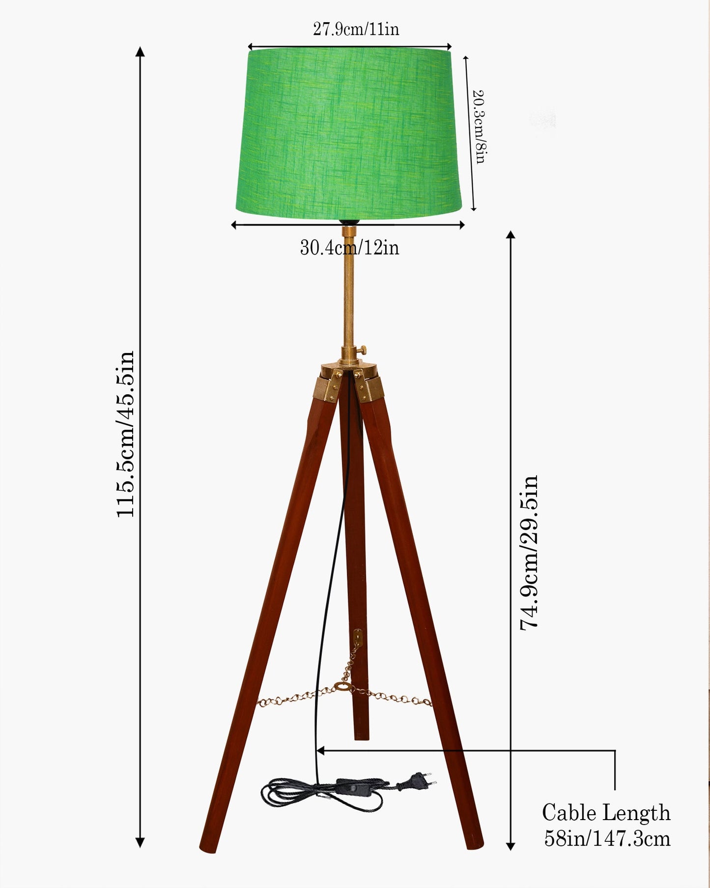Homesake® Marinor Tripod Floor Lamp | Wooden Nautical Design with Fabric Shade | Living Room & Bedroom Home Decor Lighting