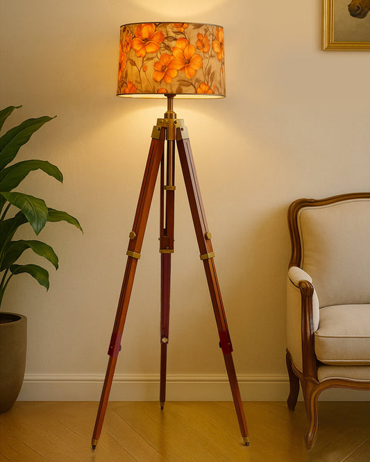 Homesake® Marinor Heritage Solid Wood Tripod Lamp | Premium Sheesham with Adjustable Height | Modern Home Lighting Living Room & Bedroom Decor
