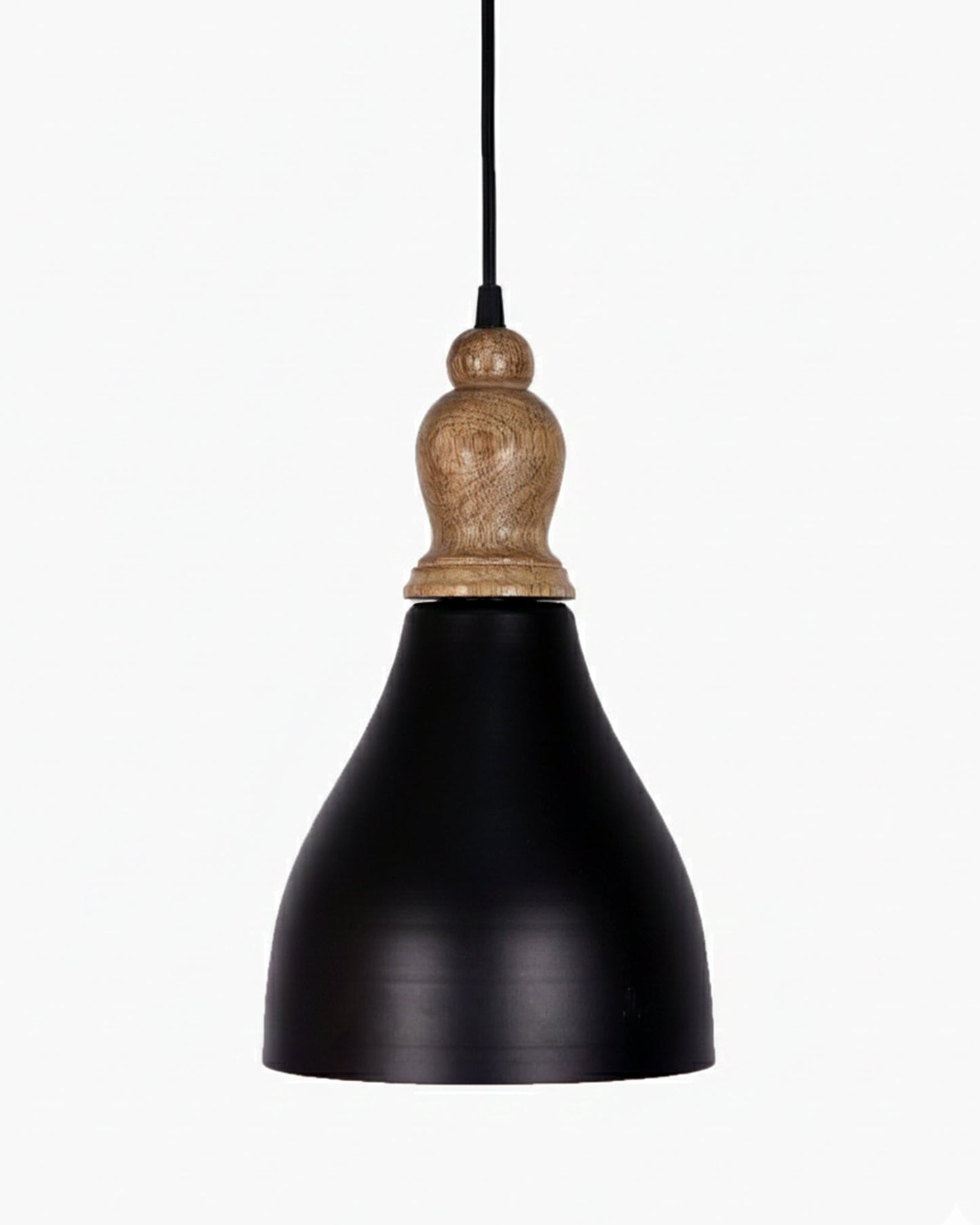 Homesake® Vanora Wooden Top Black Pendant Light for Living Room | Modern Dome Hanging Lamp for Bedroom & Dining | Wood Metal Warm Light, Croft, Step