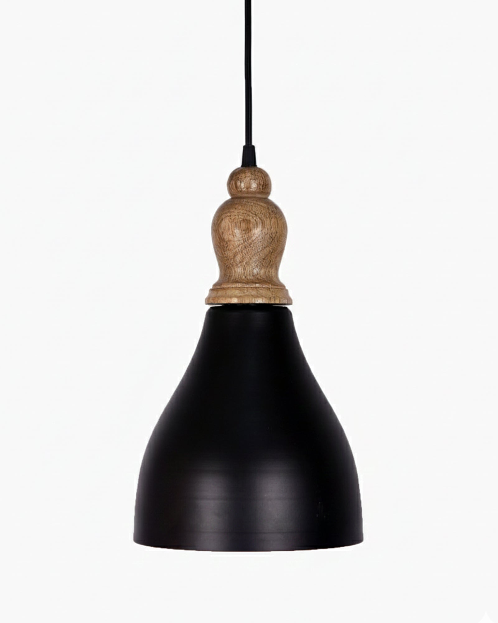 Homesake® Vanora Wooden Top Black Pendant Light for Living Room | Modern Dome Hanging Lamp for Bedroom & Dining | Wood Metal Warm Light, Croft, Step