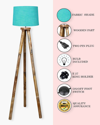 Wood Tripod Floor Lamp, Mid Century Standing Lamp, E27 Lamp Base, With shade Modern Design Floor Reading Lamp for Living Room Bedroom, Study Room and Office