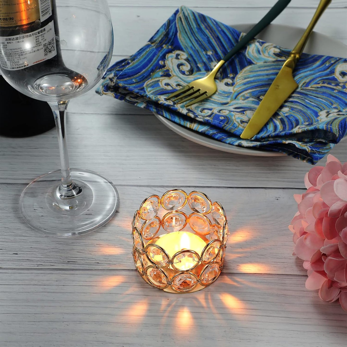 Crystal Tealight Candle Holder Votives Bowl Candle Holders for Home Decoration, Diya Diwali Decoration Lights Centerpieces for Wedding Home Party Table Decoration, Gold, Pack of 6 & 10