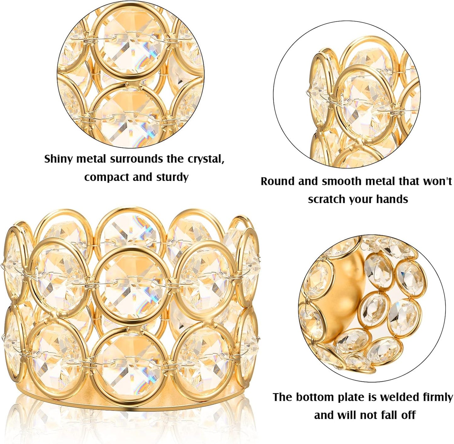 Crystal Tealight Candle Holder Votives Bowl Candle Holders for Home Decoration, Diya Diwali Decoration Lights Centerpieces for Wedding Home Party Table Decoration, Gold, Pack of 6 & 10