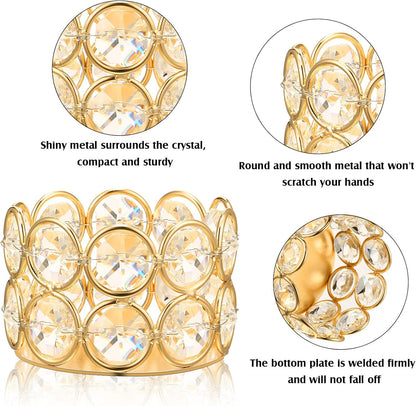 Crystal Tealight Candle Holder Votives Bowl Candle Holders for Home Decoration, Diya Diwali Decoration Lights Centerpieces for Wedding Home Party Table Decoration, Gold, Pack of 6 & 10