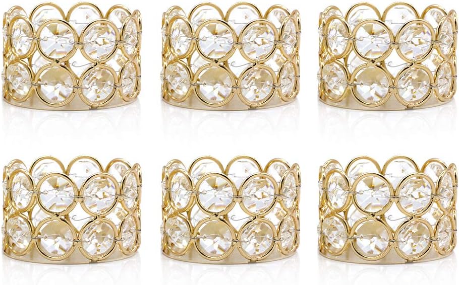 Crystal Tealight Candle Holder Votives Bowl Candle Holders for Home Decoration, Diya Diwali Decoration Lights Centerpieces for Wedding Home Party Table Decoration, Gold, Pack of 6 & 10