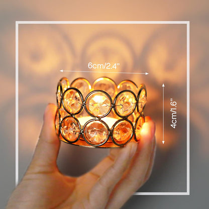 Crystal Tealight Candle Holder Votives Bowl Candle Holders for Home Decoration, Diya Diwali Decoration Lights Centerpieces for Wedding Home Party Table Decoration, Gold, Pack of 6 & 10
