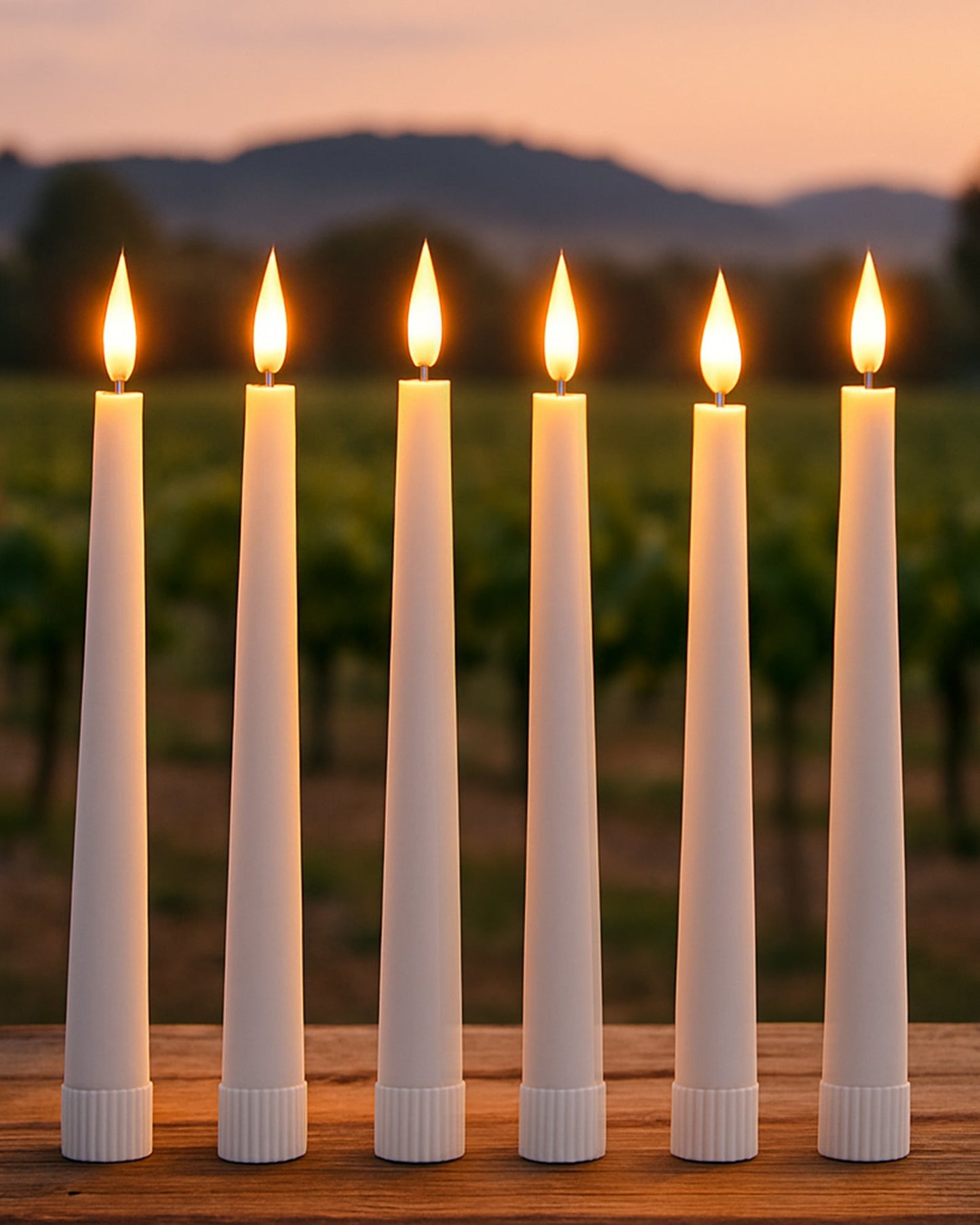 Flameless Taper Candles - 11" Flickering LED Candlesticks, Electric Candles for Home Diwali Wedding Parties Holiday Decor, White, set of 2 & 6