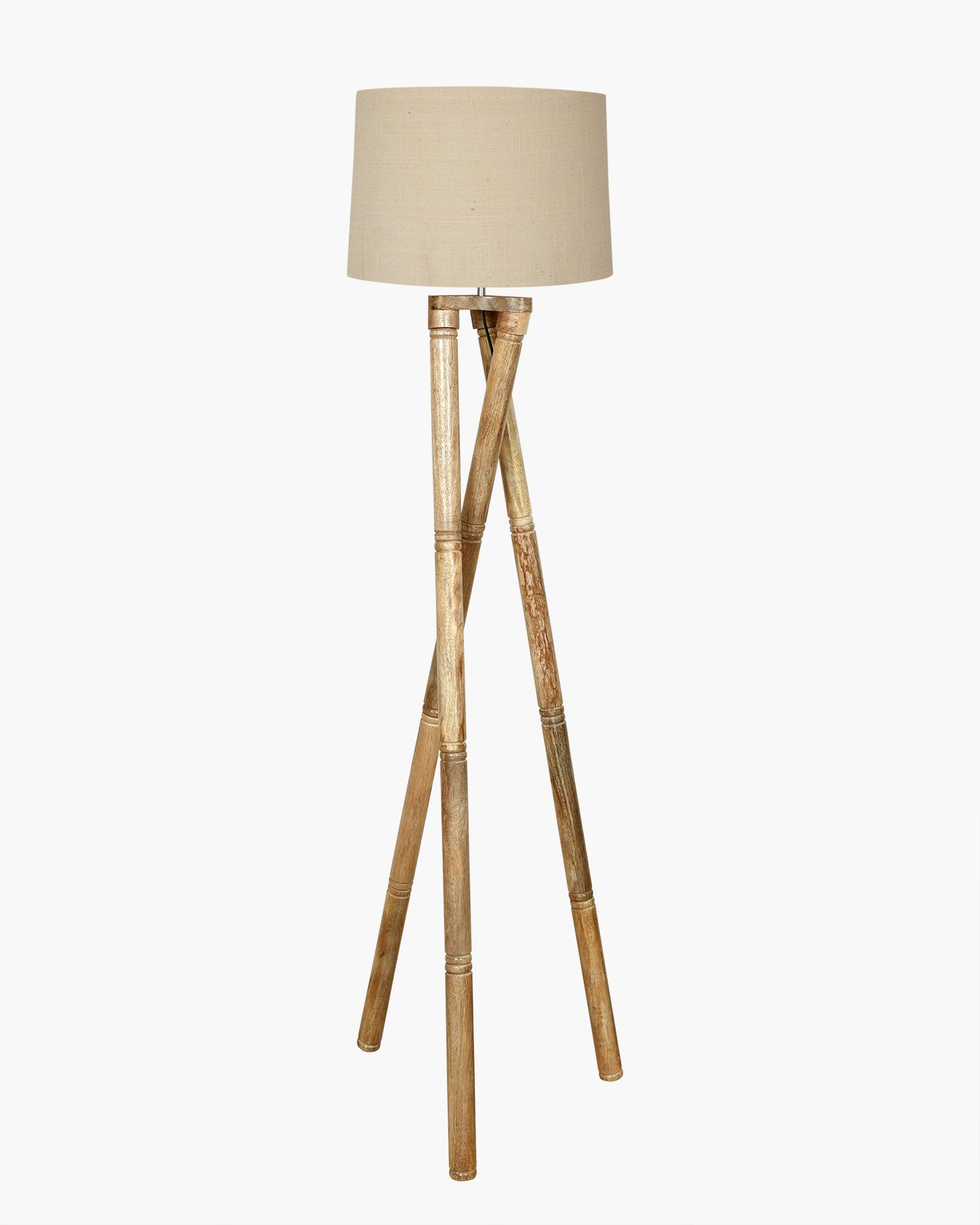 Cross-leg Wood Tripod Floor Lamp, Mid Century Standing Lamp, E27 Lamp Base, With Shade Modern Design Floor Reading Lamp for Living Room Bedroom, Study Room and Office