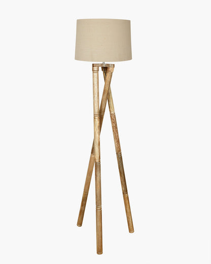 Cross-leg Wood Tripod Floor Lamp, Mid Century Standing Lamp, E27 Lamp Base, With Shade Modern Design Floor Reading Lamp for Living Room Bedroom, Study Room and Office