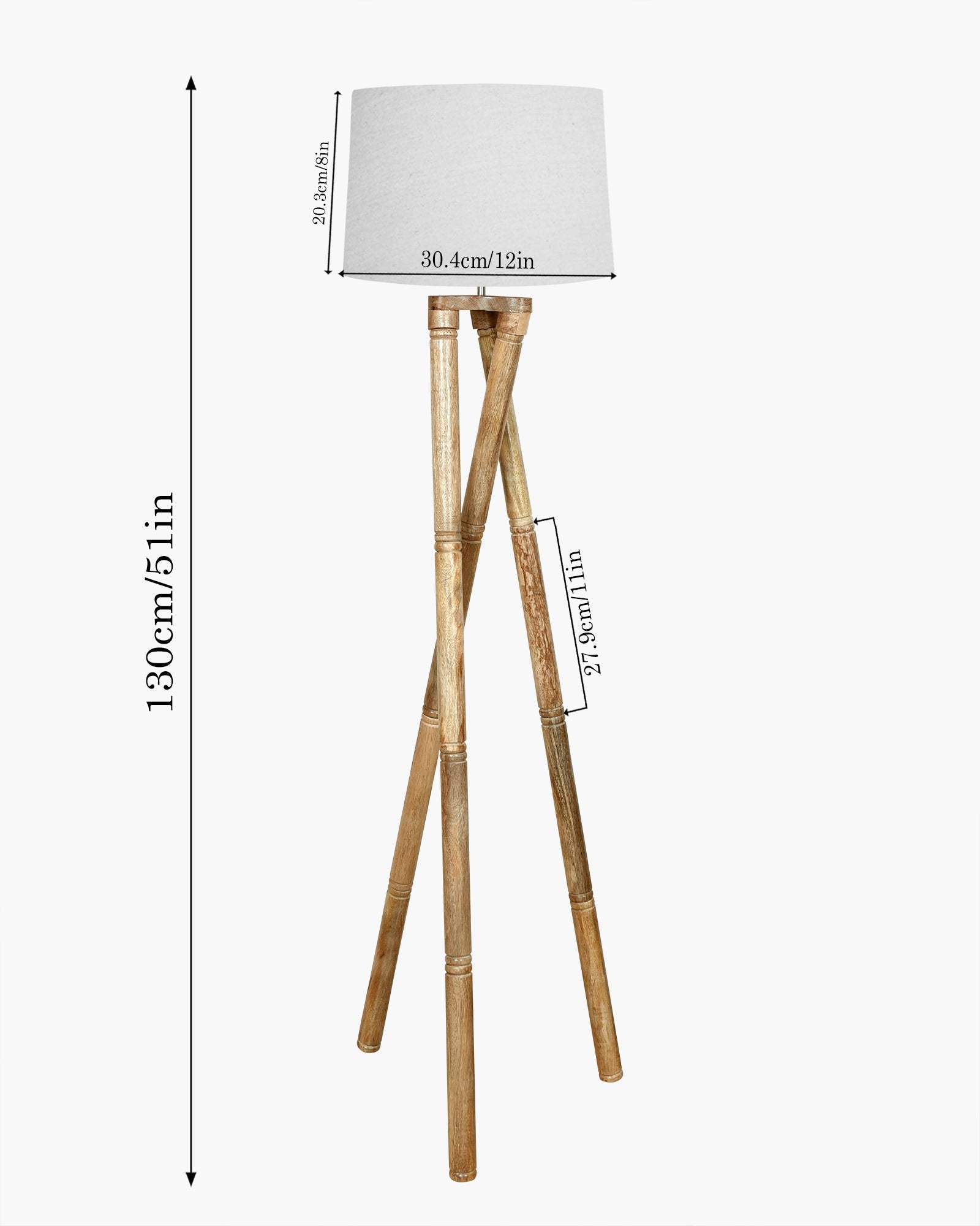 Cross-leg Wood Tripod Floor Lamp, Mid Century Standing Lamp, E27 Lamp Base, With Shade Modern Design Floor Reading Lamp for Living Room Bedroom, Study Room and Office