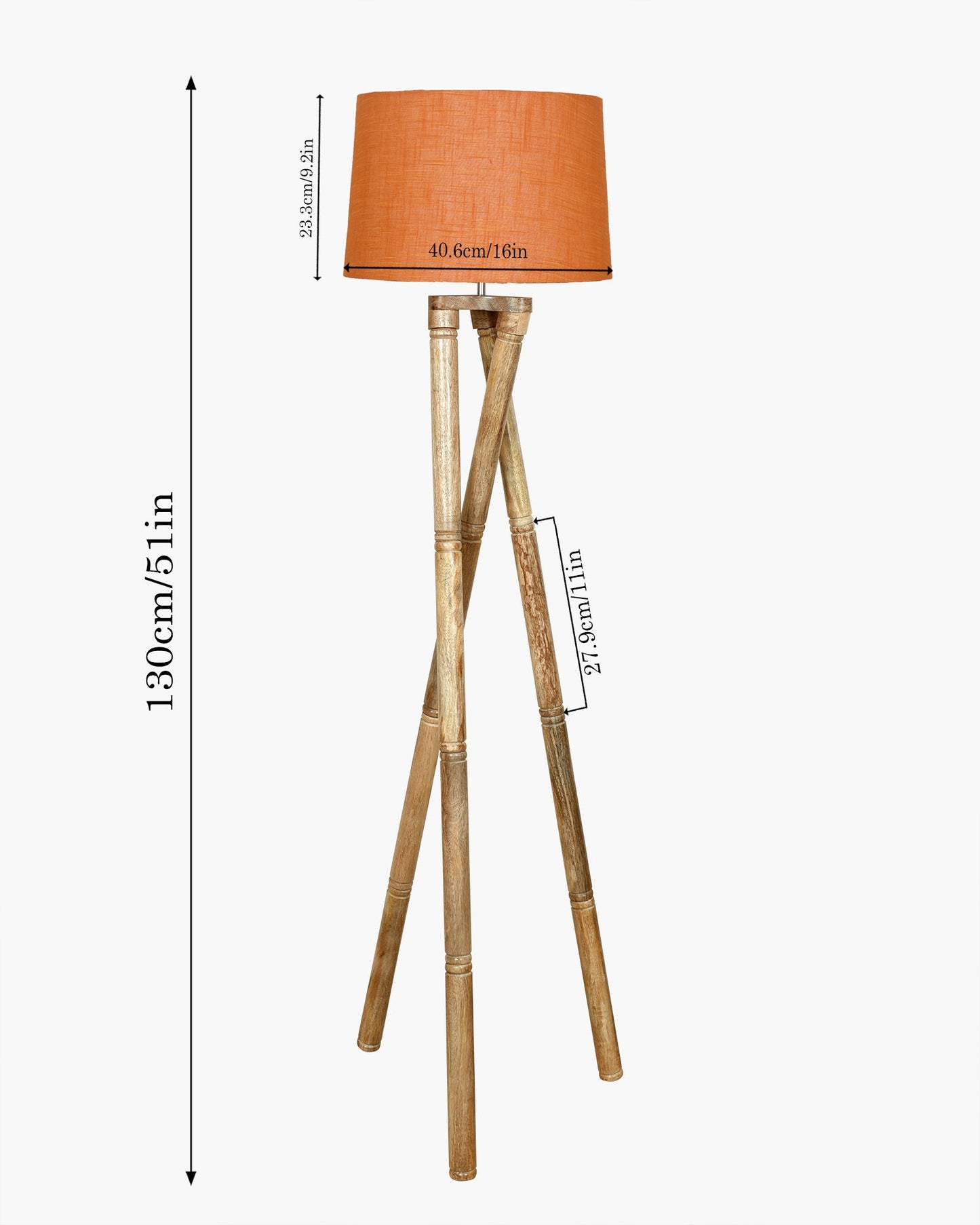 Cross-leg Wood Tripod Floor Lamp, Mid Century Standing Lamp, E27 Lamp Base, With Shade Modern Design Floor Reading Lamp for Living Room Bedroom, Study Room and Office