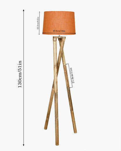 Cross-leg Wood Tripod Floor Lamp, Mid Century Standing Lamp, E27 Lamp Base, With Shade Modern Design Floor Reading Lamp for Living Room Bedroom, Study Room and Office