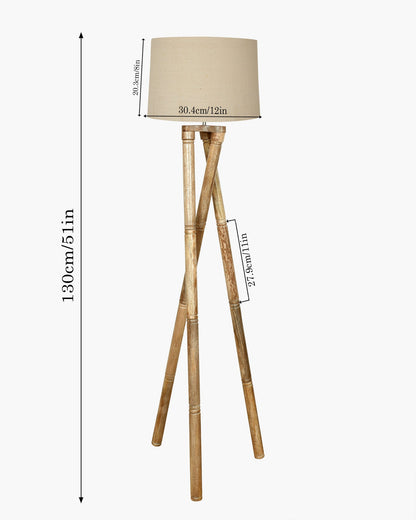Cross-leg Wood Tripod Floor Lamp, Mid Century Standing Lamp, E27 Lamp Base, With Shade Modern Design Floor Reading Lamp for Living Room Bedroom, Study Room and Office