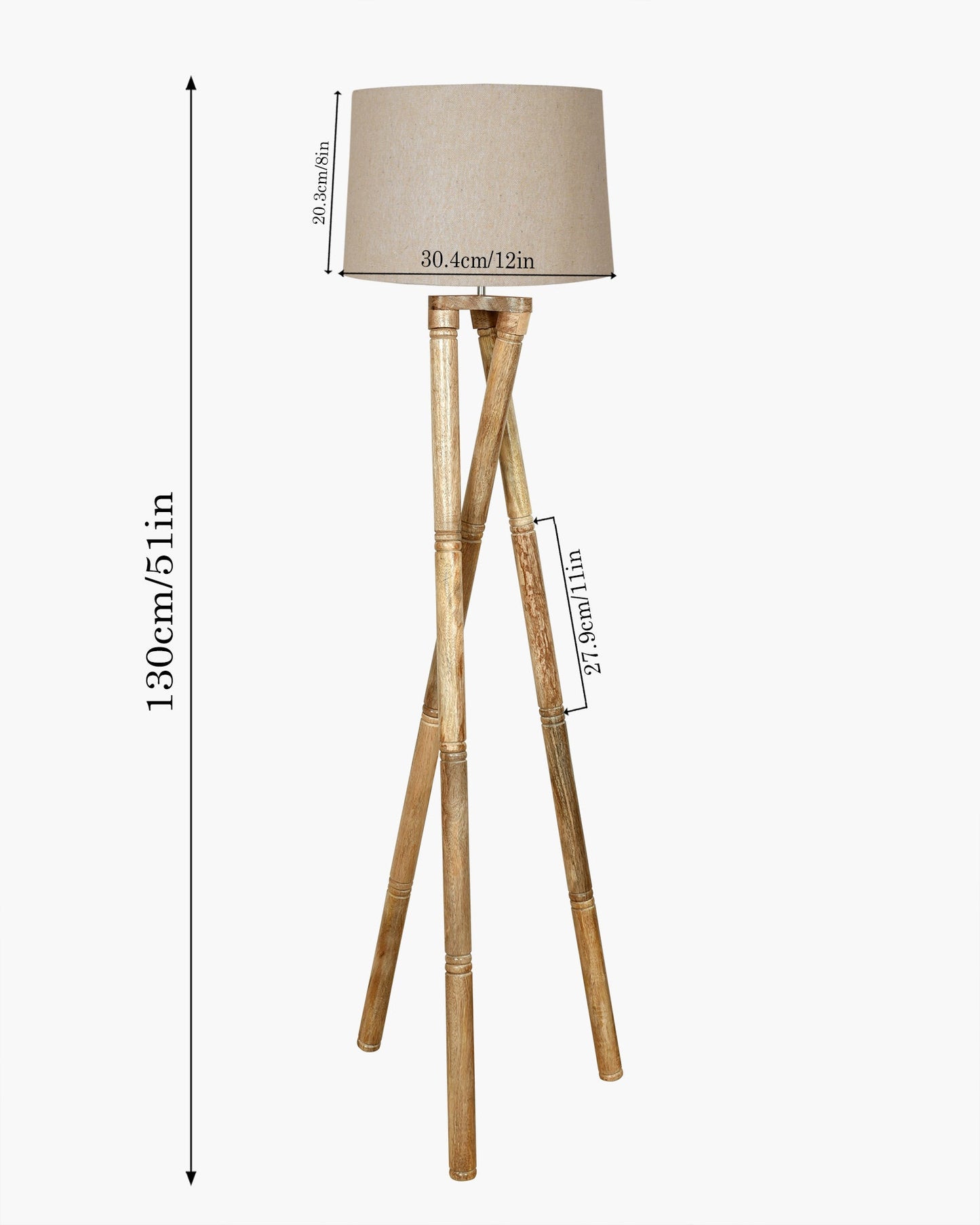 Cross-leg Wood Tripod Floor Lamp, Mid Century Standing Lamp, E27 Lamp Base, With Shade Modern Design Floor Reading Lamp for Living Room Bedroom, Study Room and Office