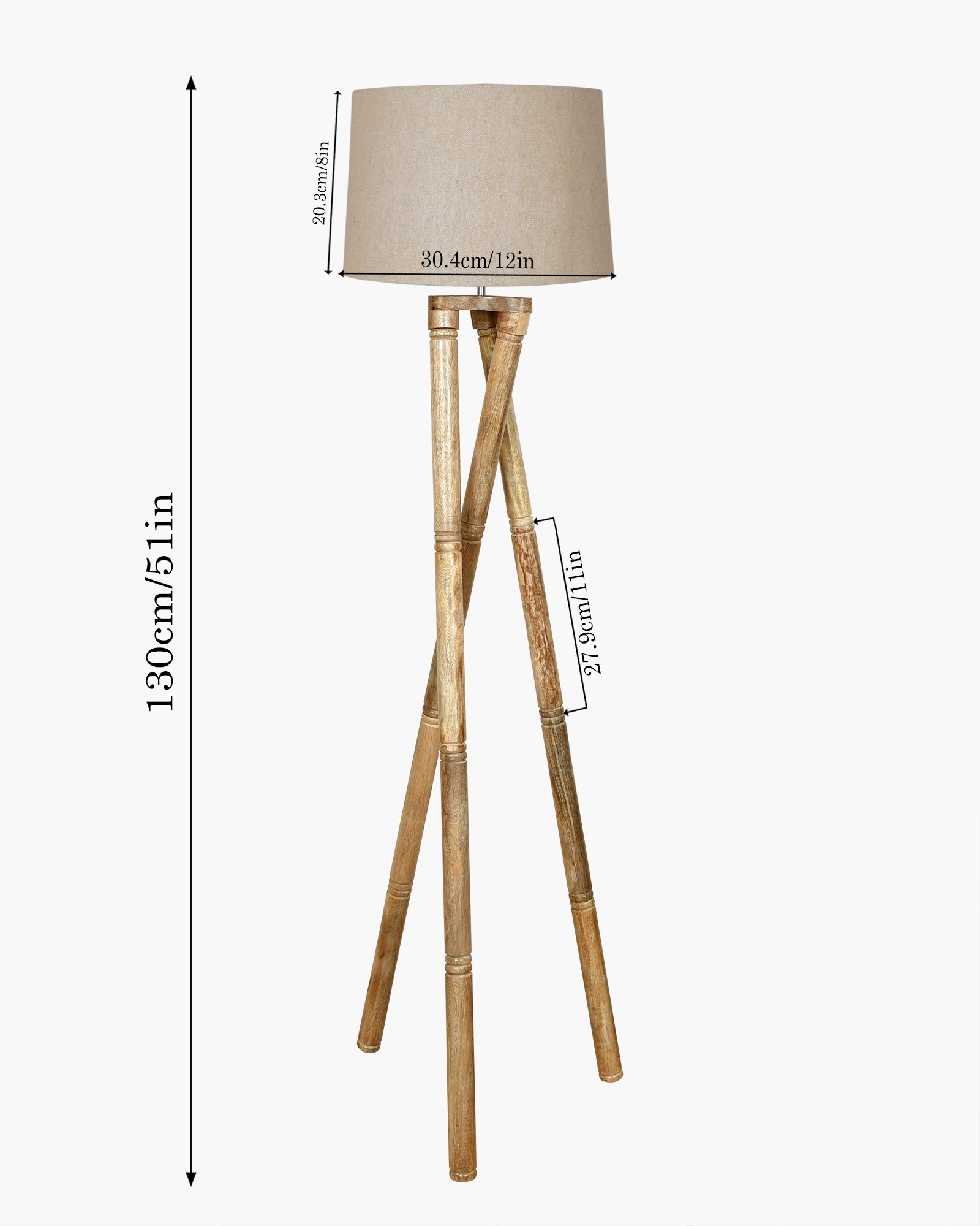 Cross-leg Wood Tripod Floor Lamp, Mid Century Standing Lamp, E27 Lamp Base, With Shade Modern Design Floor Reading Lamp for Living Room Bedroom, Study Room and Office