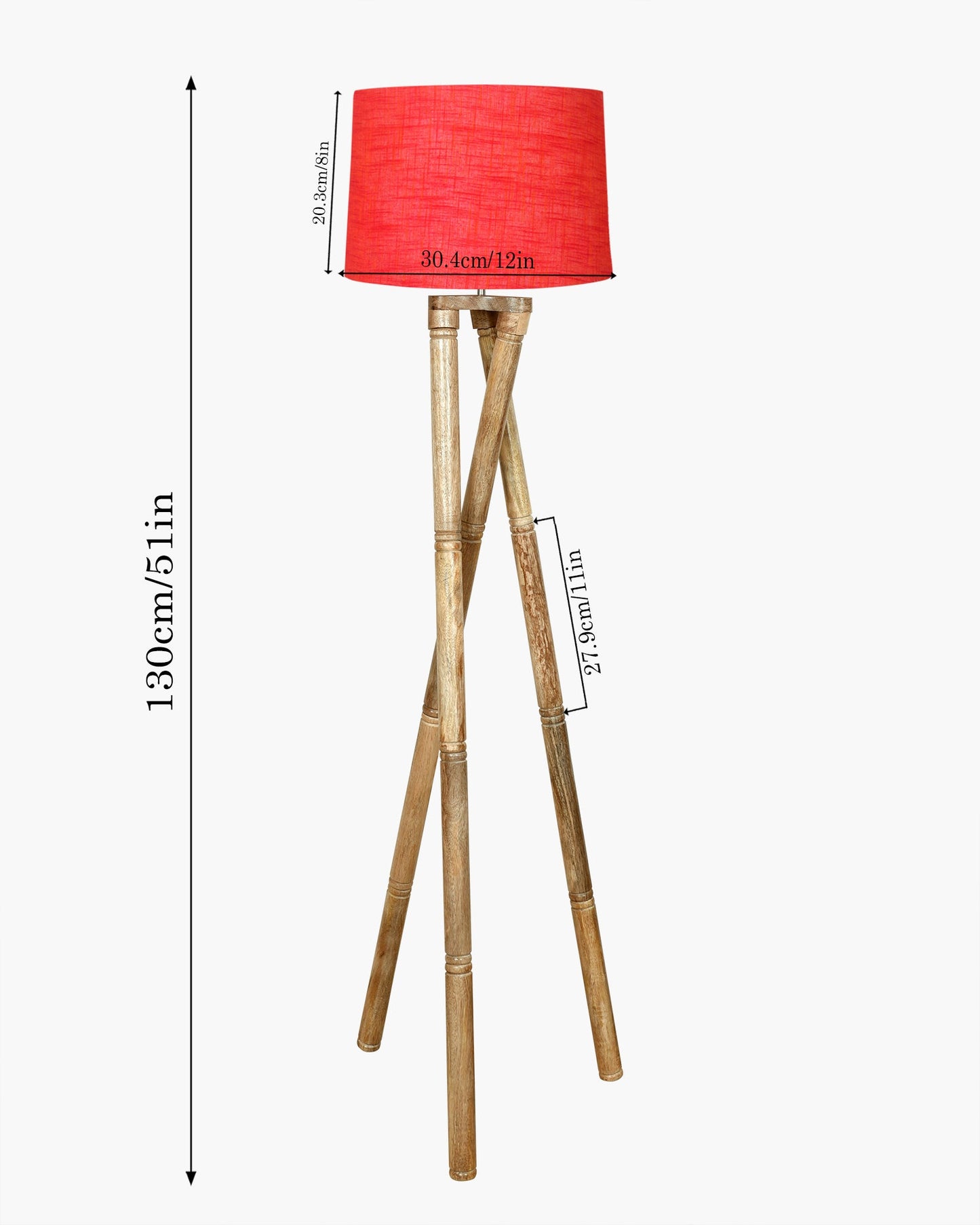 Cross-leg Wood Tripod Floor Lamp, Mid Century Standing Lamp, E27 Lamp Base, With Shade Modern Design Floor Reading Lamp for Living Room Bedroom, Study Room and Office