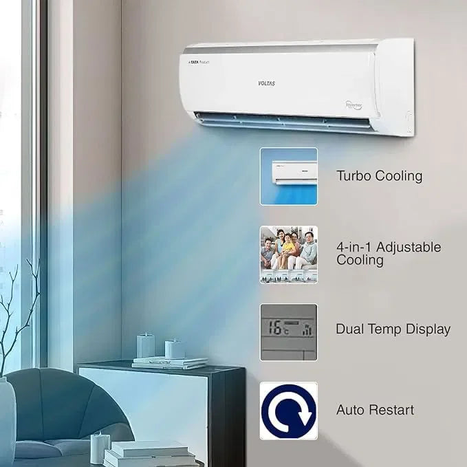 Voltas 1 Ton 5 Star, Inverter Split AC(Copper, 4-in-1 Adjustable Mode Vectra Elite