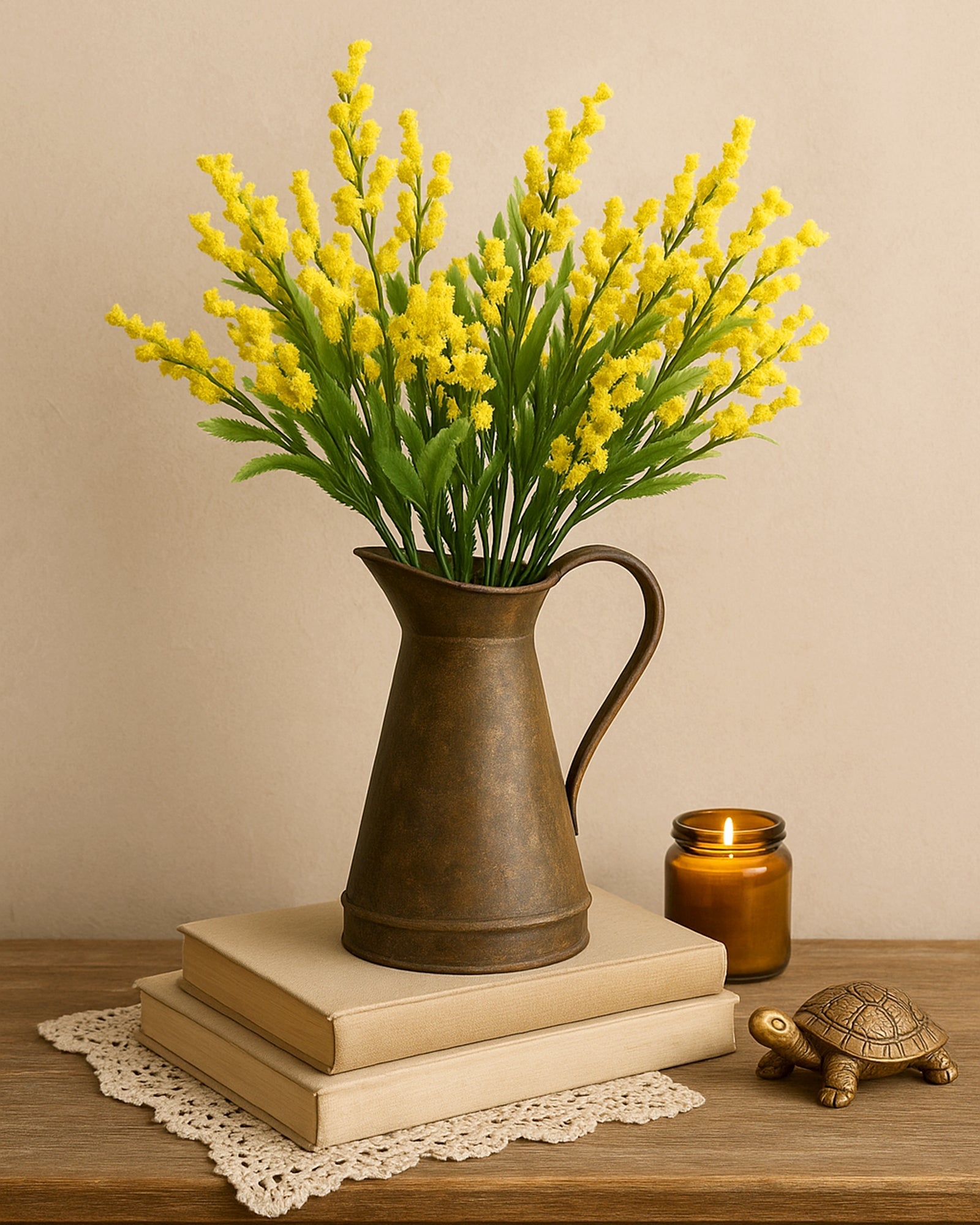 Homesake Artificial Lily of The Valley Flowers for Vase Decoration, White Faux Flower Stems for Home Decor, Table Centerpiece, Bedroom, Living Room, Office, Set of 2, Violet