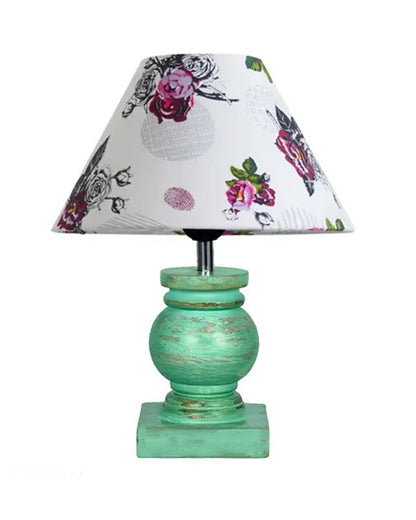 Small Table Lamp for Bedroom Green Distress Living Room Simple Retro Wood Grain Farmhouse Bedside Lamps Suitable for Nightstand, Gift, Trophy, Jute Shade