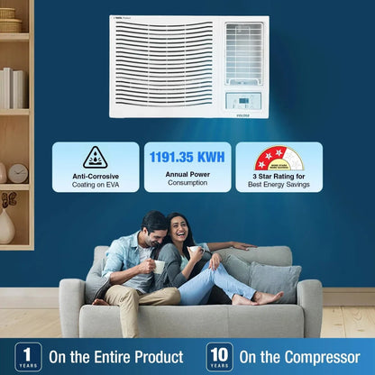 Voltas 1.5 Ton 3 Star Fixed Speed Window AC (Copper, Sleep Mode, Memory Restart Vectra Prism)
