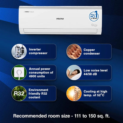 Voltas 1.5 Ton 5 Star Inverter Split AC (Copper, 4-in-1 Adjustable Mode Vectra Elite