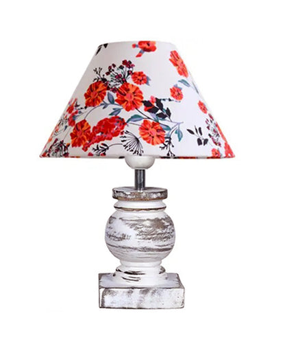 Small Table Lamp for Bedroom Whitewash Distress Living Room Simple Retro Wood Grain Farmhouse Bedside Lamps Suitable for Nightstand, Gift, Trophy, Jute Shade