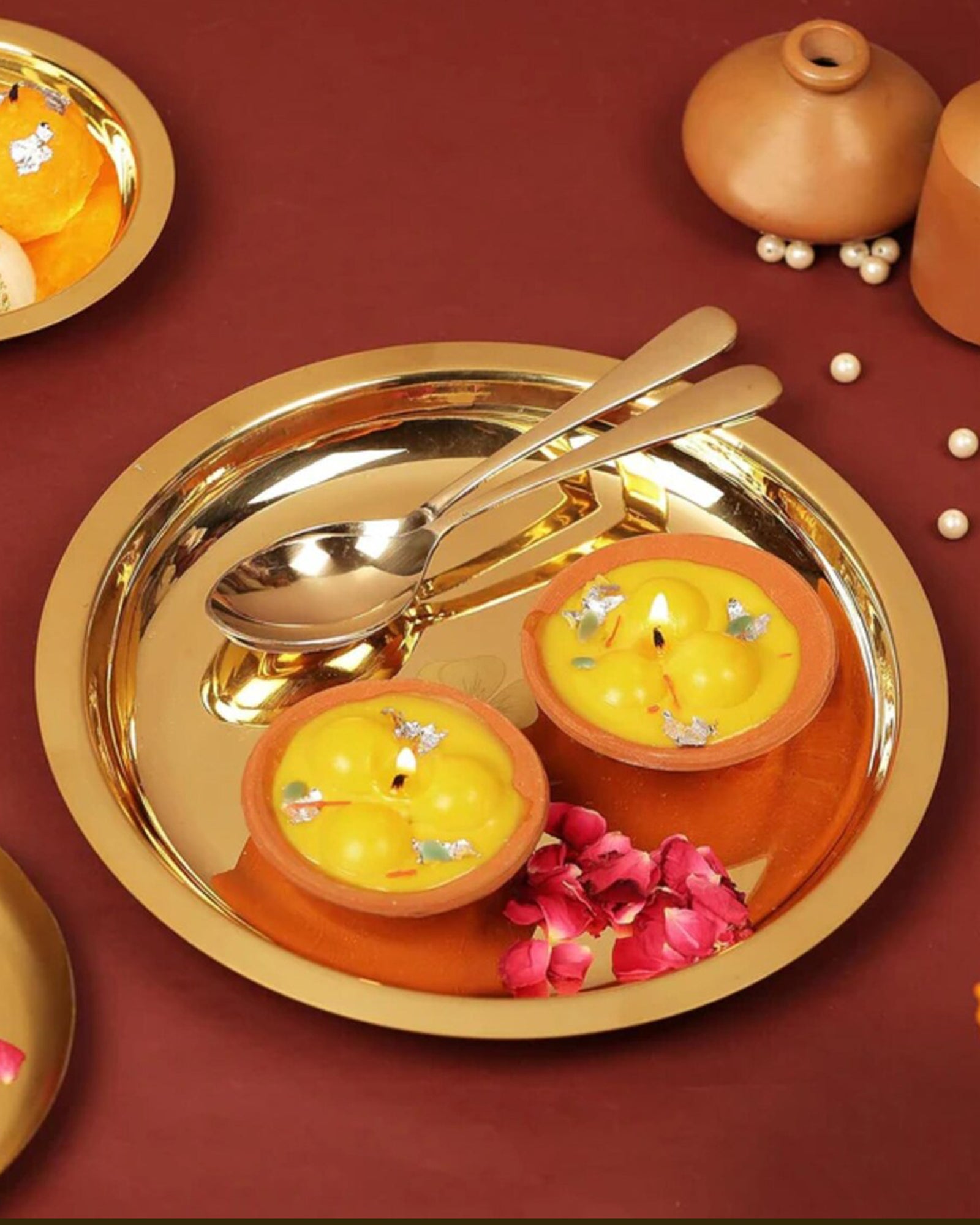 Premium Ladoo Candle, Hand Poured, Motichur Laddoo Candles, Diwali Gift Pack Decorative Scented Candle 100% Paraffin Wax, Set of 4