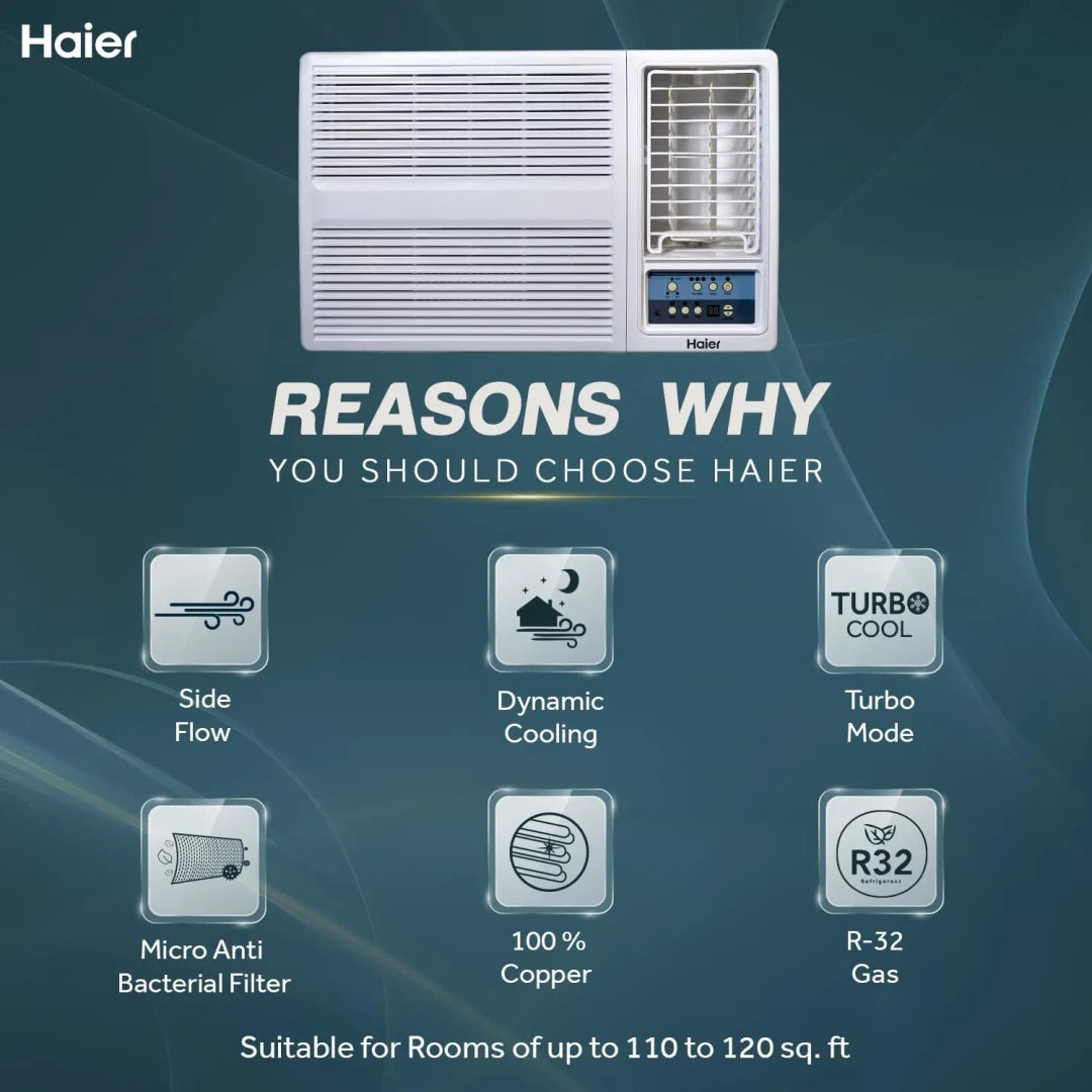 Haier 1 Ton 3 Star Fix Speed Side Flow Window AC
