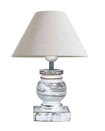 Small Table Lamp for Bedroom Whitewash Distress Living Room Simple Retro Wood Grain Farmhouse Bedside Lamps Suitable for Nightstand, Gift, Trophy, Jute Shade